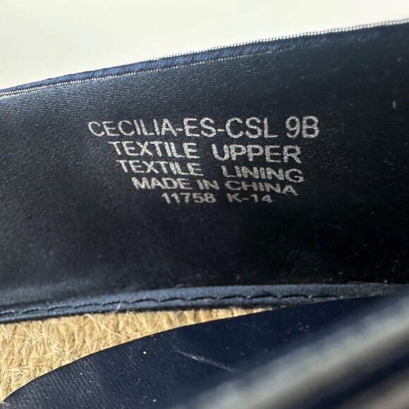 Lauren Ralph Lauren 9 Cecilia Espadrille Wedge Heel Peep Toe Blue White Striped - Picture 8 of 9